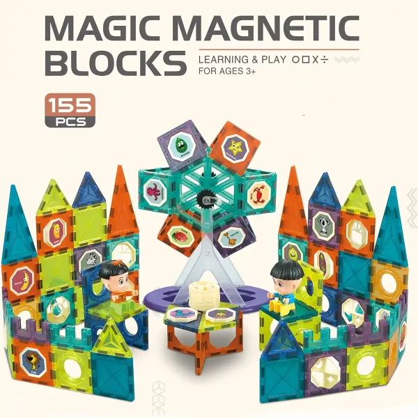 155 Pieces Magic Magnetic Blocks - Assembling for Kids 3D Bricks set 3403