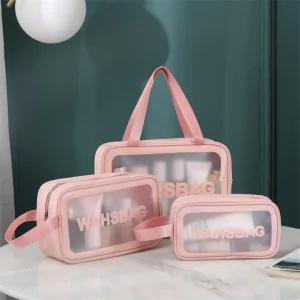Portable Travel Wash Bag For Women, Transparent Waterproof Makeup Storage Bag (Large).