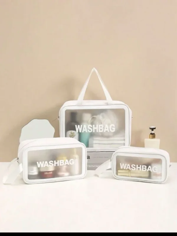 Portable Travel Wash Bag For Women, Transparent Waterproof Makeup Storage Bag (Large). - Image 6