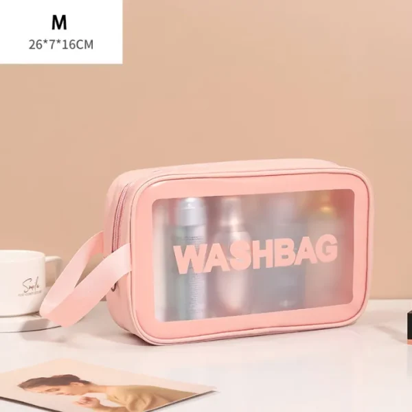 Portable Travel Wash Bag For Women, Transparent Waterproof Makeup Storage Bag (Large). - Image 11