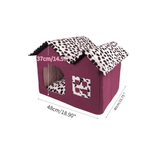 Double Hut Cat and Puppies House - Soft Indoor, BHC-06017 - Image 3