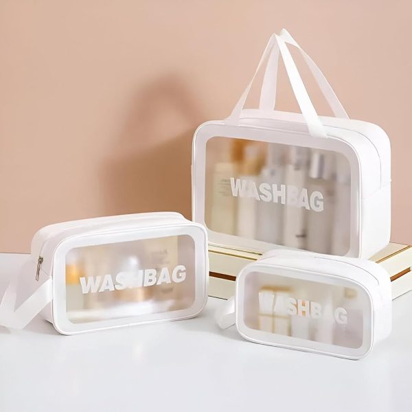 Portable Travel Wash Bag For Women, Transparent Waterproof Makeup Storage Bag (Large). - Image 2