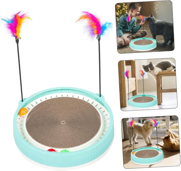 Round Scratching Post Toy With Fur Stick, SPT-08045 - Image 4