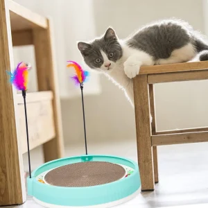 Round Scratching Post Toy With Fur Stick, SPT-08045