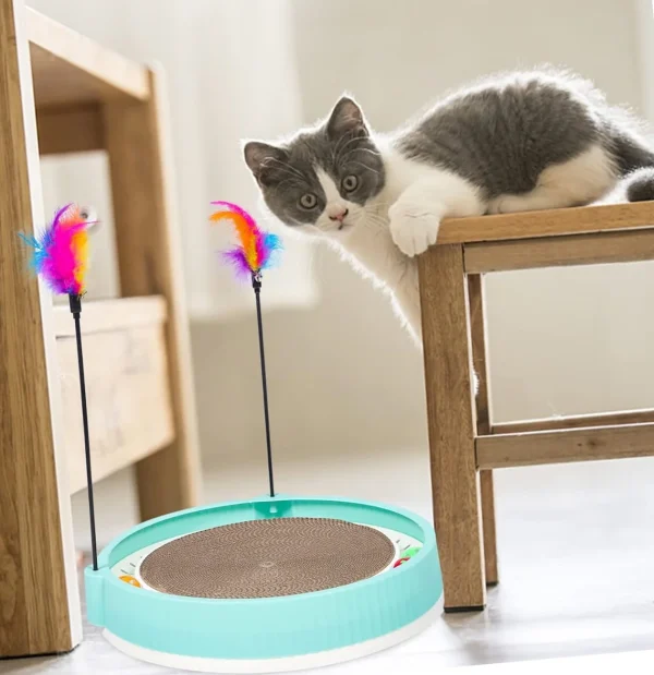 Round Scratching Post Toy With Fur Stick, SPT-08045