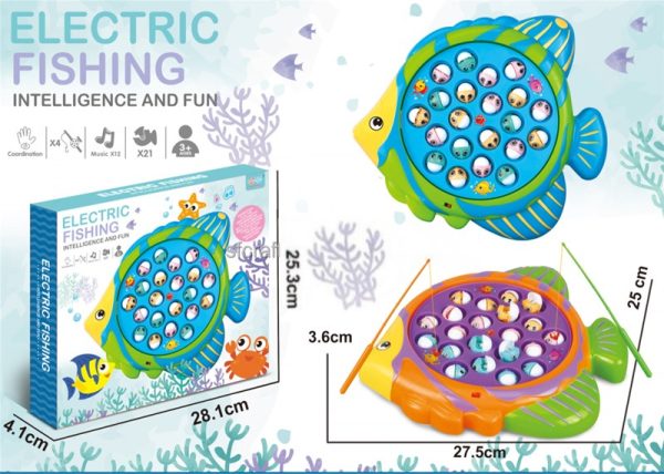 Fishing Game Toy Set with Rotating Board with Music On/Off Switch for Quiet Play GSG-2563
