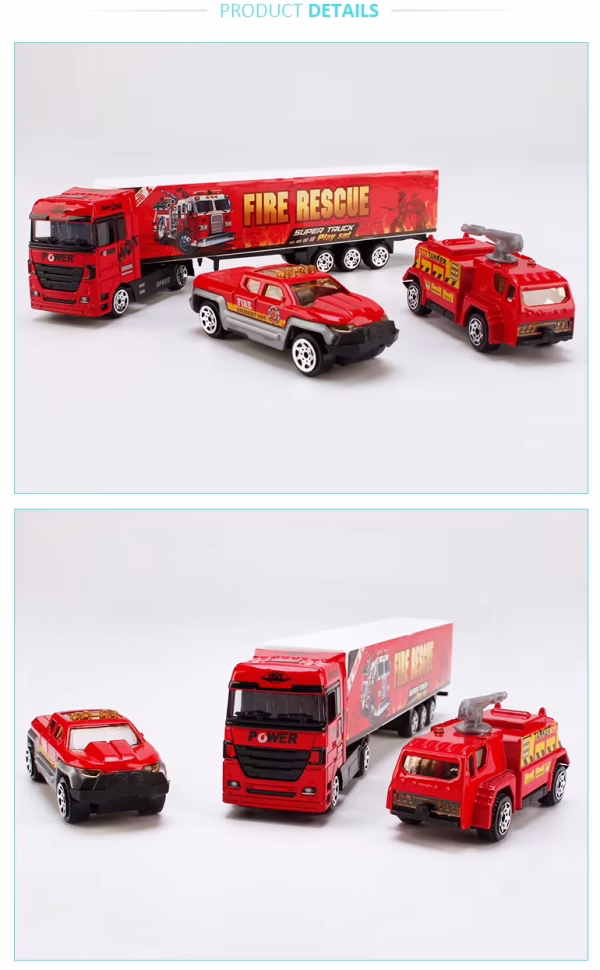 Model Fire Truck Play Set Metal Car Toy With High Simulation TN1281-A - Image 4