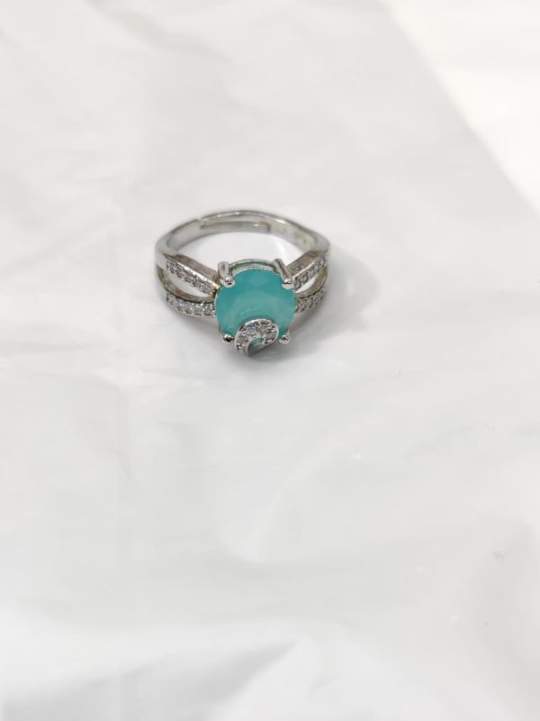 China Gold Adjustable Zircon Stone Ring(5 Colors) - Image 2