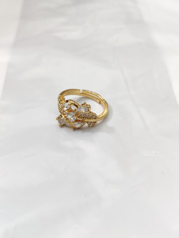 China Gold Adjustable Golden Leaf Petal Ring - Image 3