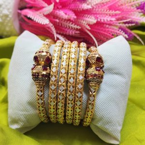 Casting Made Gold Plated 6 Pcs Kara Set Exclusive By Unique Fancy Jewellery For Women.