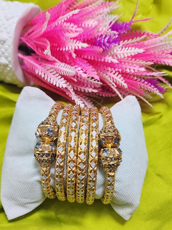 Casting Made Gold Plated 6 Pcs Kara Set Exclusive By Unique Fancy Jewellery For Women. - Image 6