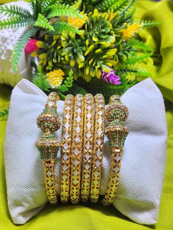 Casting Made Gold Plated 6 Pcs Kara Set Exclusive By Unique Fancy Jewellery For Women. - Image 4