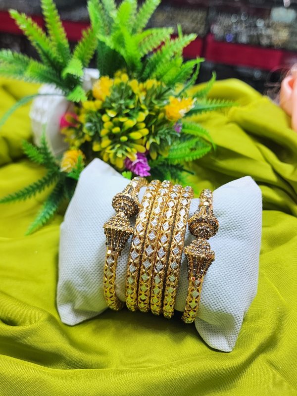 Casting Made Gold Plated 6 Pcs Kara Set Exclusive By Unique Fancy Jewellery For Women. - Image 3