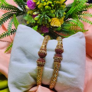Casting Made Gold Plated 2 Pcs Kara Set, Openable Bangles, Exclusive By Unique Fancy Jewellery For Women.