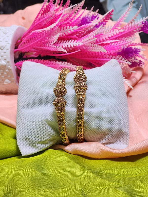 Casting Made Gold Plated 2 Pcs Kara Set Exclusive By Unique Fancy Jewellery For Women. - Image 2