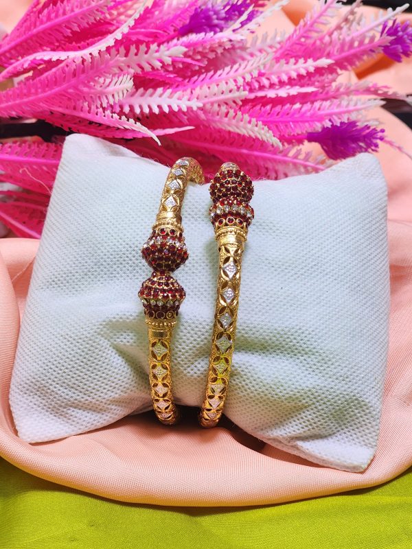 Casting Made Gold Plated 2 Pcs Kara Set Exclusive By Unique Fancy Jewellery For Women. - Image 3