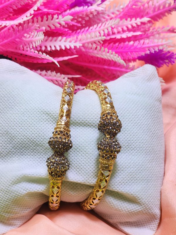 Casting Made Gold Plated 2 Pcs Kara Set Exclusive By Unique Fancy Jewellery For Women. - Image 4