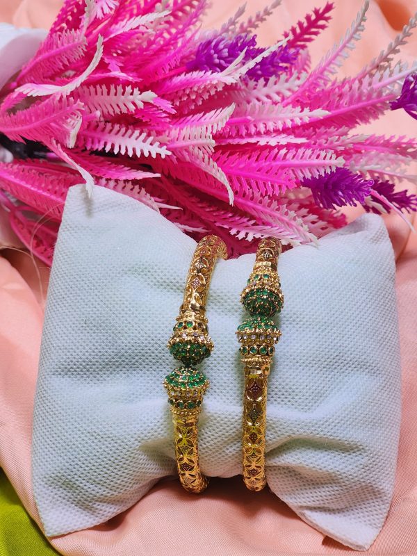Casting Made Gold Plated 2 Pcs Kara Set Exclusive By Unique Fancy Jewellery For Women.