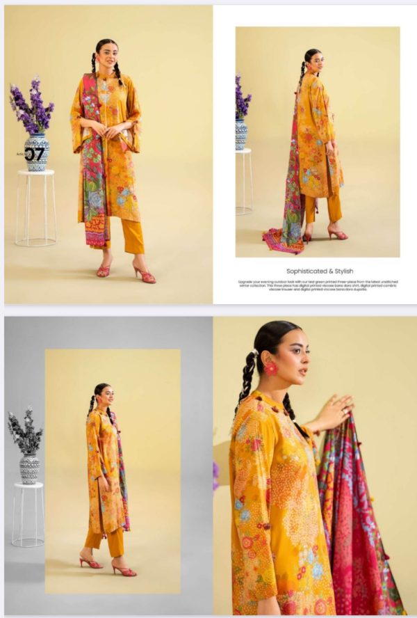 Saaz Unstitched Viscose 3 Pc, Volume 01, New Collection 2025. - Image 8