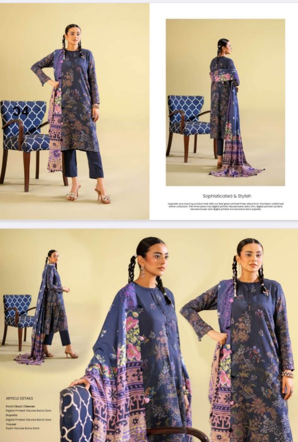 Saaz Unstitched Viscose 3 Pc, Volume 01, New Collection 2025. - Image 5