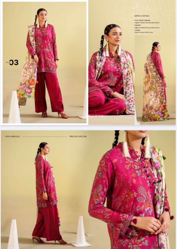 Saaz Unstitched Viscose 3 Pc, Volume 01, New Collection 2025.
