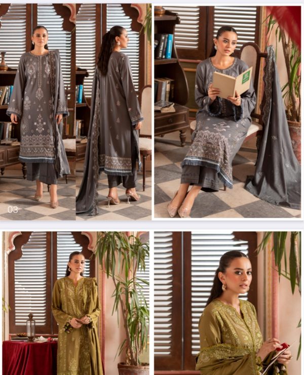 Gulrukh Unstitched Linen 3 Pc, Volume 01, New Collection 2025. - Image 10