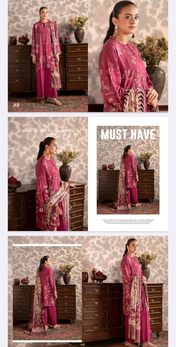 Bana Dora Viscose By Nore Gulgee (Unstitched) 3 Piece, Vol 01, New Collection 2025. - Image 9