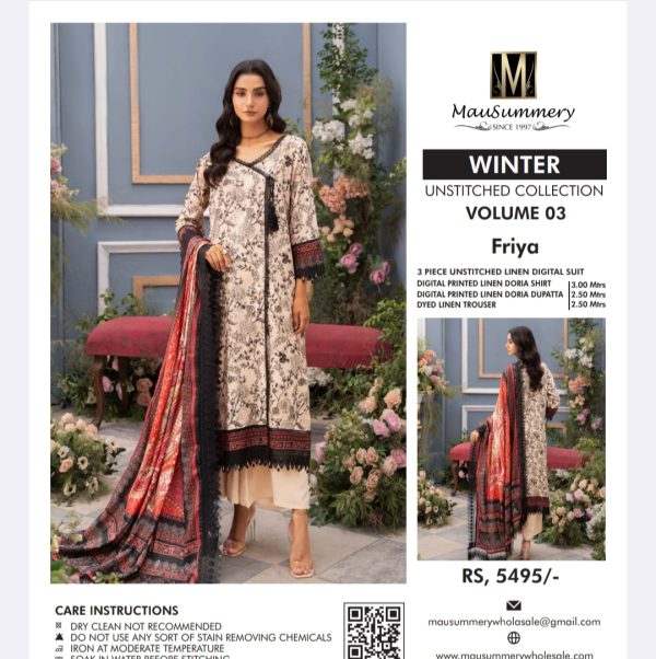Mausammery Linen, Volume 3 (Unstitched) 3 Piece, Winter Collection, New Collection 2025. - Image 11