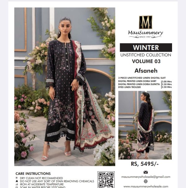 Mausammery Linen, Volume 3 (Unstitched) 3 Piece, Winter Collection, New Collection 2025. - Image 8