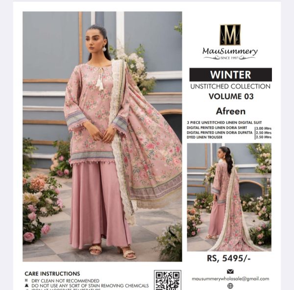 Mausammery Linen, Volume 3 (Unstitched) 3 Piece, Winter Collection, New Collection 2025. - Image 3