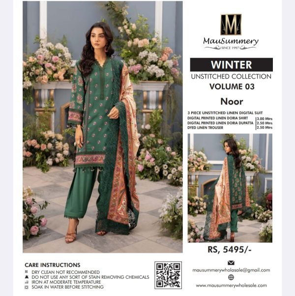 Mausammery Linen, Volume 3 (Unstitched) 3 Piece, Winter Collection, New Collection 2025. - Image 2