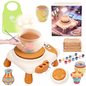 Pottery Wheel for Kids, Air Dry Clay and Kids Paint Craft Kit 1003-C