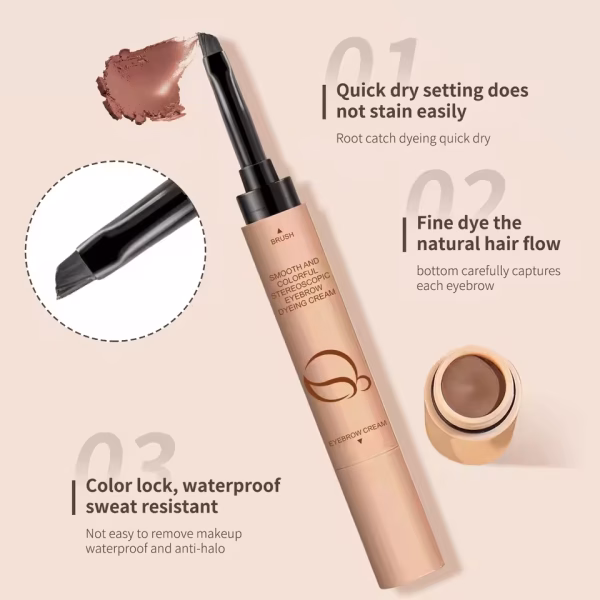 2 In 1 Eyebrow Dyeing Cream 3 Colors Waterproof Tinted Long-lasting Eyebrow Stamp - Image 4