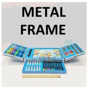 Kids Art Set Box Case Paint Draw Drawing Board Color Pencils Pastels Artist Kit Metal Frame BE265