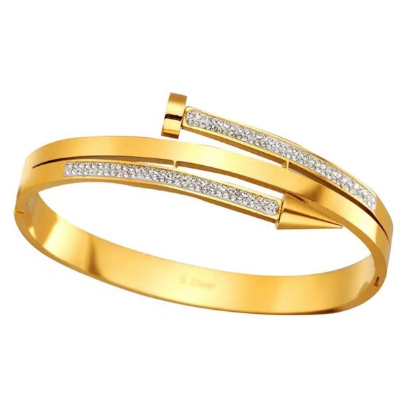 Gold Stainless Steel Nail Bracelet For Women. - Image 2