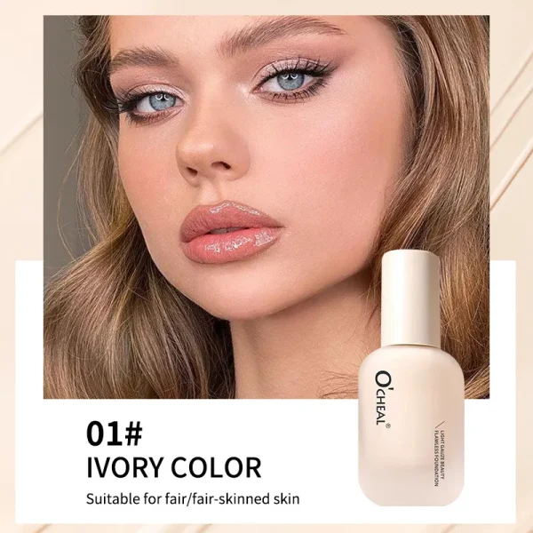 OCHEAL Light Beauty Flawless Concealer Liquid Foundation Cream, Long Lasting And Lightweight (Ivory 01). - Image 4
