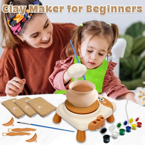 Pottery Wheel for Kids, Air Dry Clay and Kids Paint Craft Kit 1003-C - Image 4