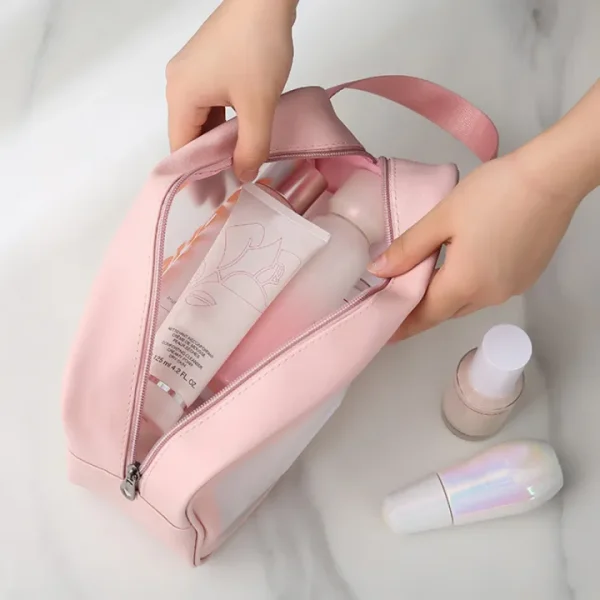 Portable Travel Wash Bag For Women, Transparent Waterproof Makeup Storage Bag (Large). - Image 13