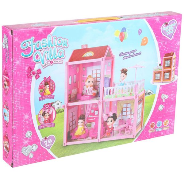Creative Fashion Villa Doll House with Doll and Furniture (76Pcs) 982 - Image 3