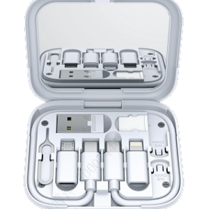 Miniso Multi-Type Charging Cable Case, Color: White.