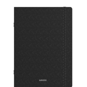Miniso Minimalism Black Collection A4 Saddle Stitch Colored Edge Hardcover Book with Band, 80 Sheets.