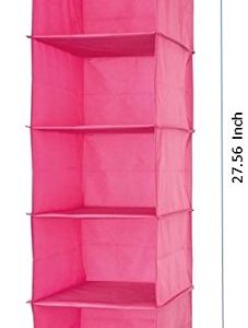 5 Shelf Portable Fold able Hanging Wardrobe Section Storage Organizer