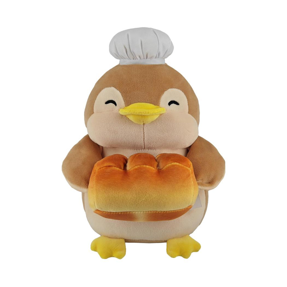 Happy Baking Series 10 in. Penguin Plush Toy, Bread And Bread Holding.