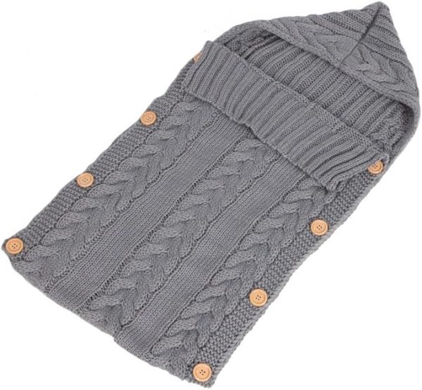 Newborn Baby Wrap Swaddle Blanket, Kids Wool Knit Swaddle Kids Sleeping Bag - Image 7