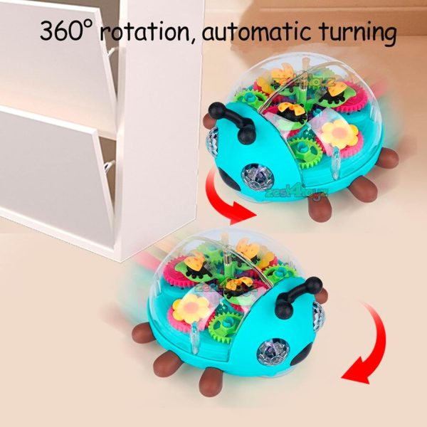 Transparent Ladybug Dancing Doll 360 Degree Rotating Light & Sound Toy YJ3039 - Image 4
