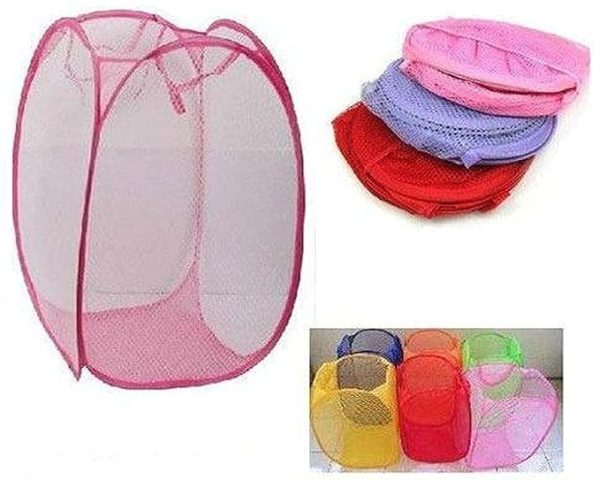 Fold able laundry Basket Bag Home Cloth Storage Mesh Washing Basket - Image 5