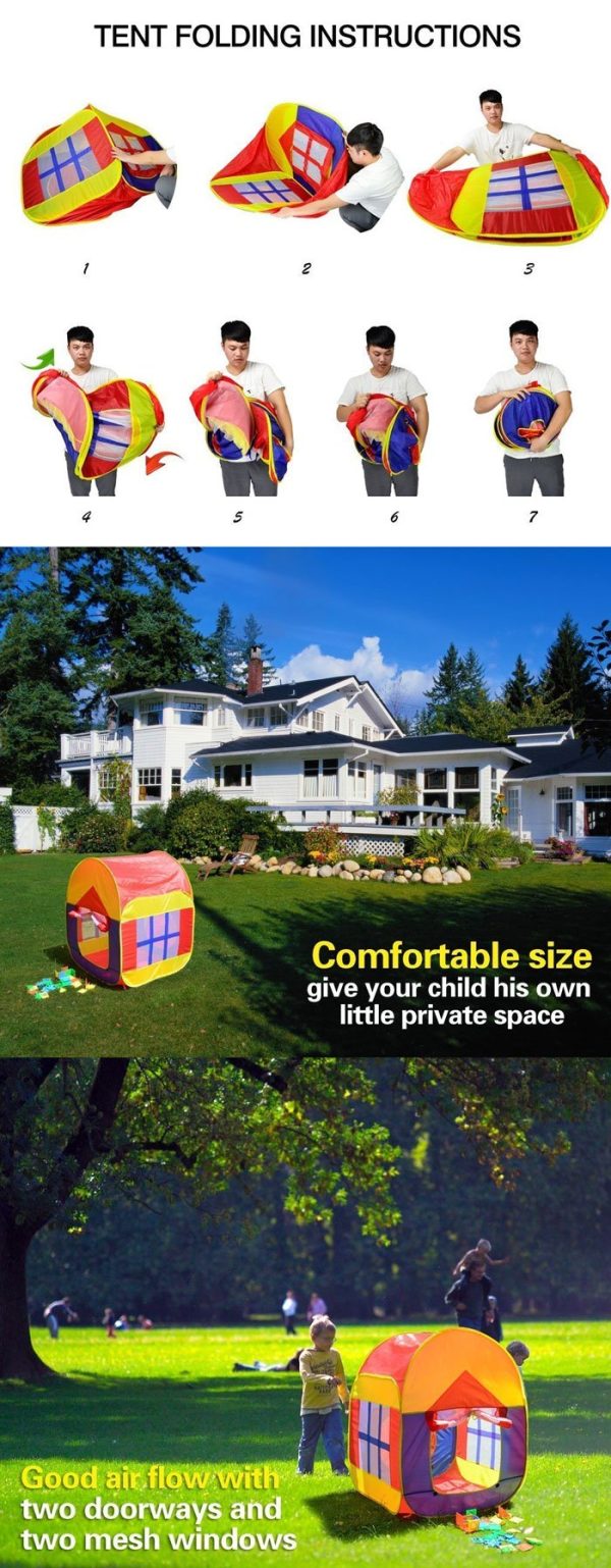 Fold able Kids Tent Playhouse with 33 balls - Image 2