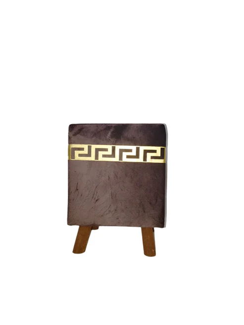 "Luxe Velvet Gold Frame Ottoman Stools – Set of 2" - Image 2
