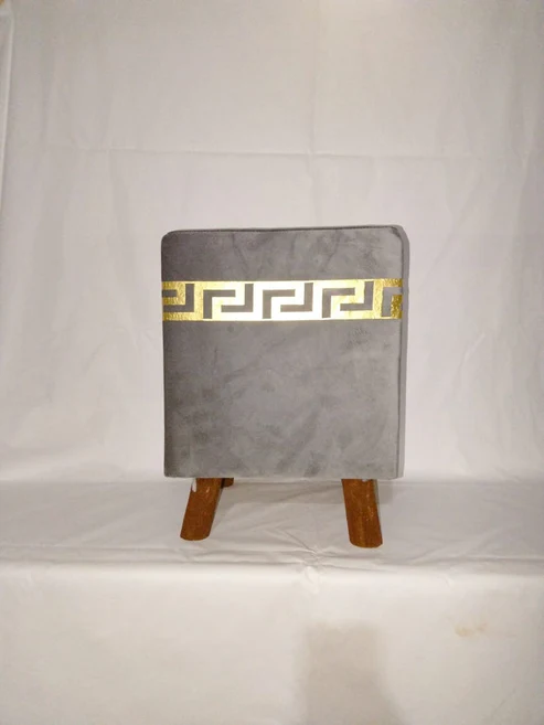 "Luxe Velvet Gold Frame Ottoman Stools – Set of 2" - Image 3