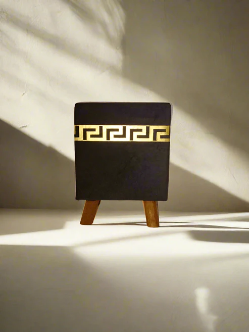 "Luxe Velvet Gold Frame Ottoman Stools – Set of 2" - Image 5